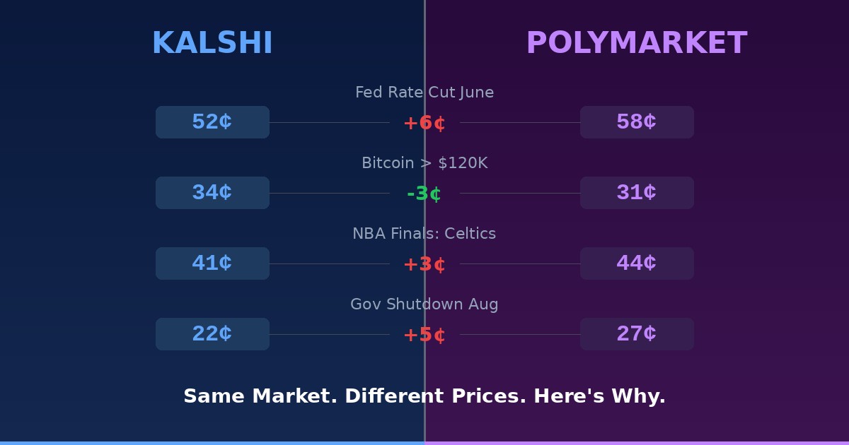 Why the Same Market Has Different Prices on Kalshi vs Polymarket